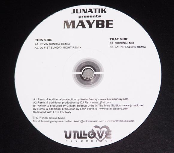 12inch Record JUNATIK - Maybe UNLVMC001 UNLOVE RECORDIN 2007 Greece Dance & Electronica Used
12inch Record JUNATIK - Maybe UNLVMC001 UNLOVE RECORDIN 2007 Greece Dance & Electronica Used