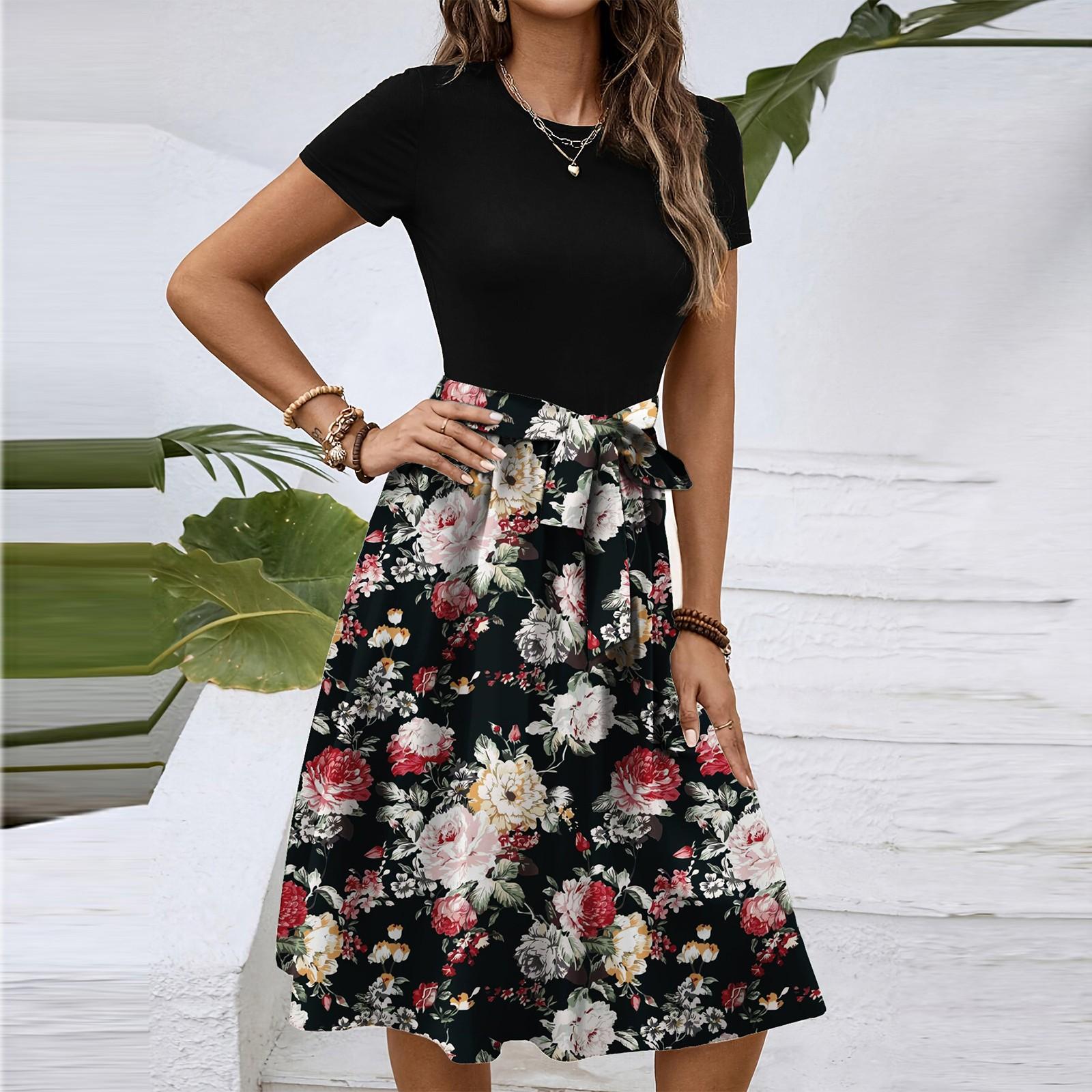 Женское модное ретро-платье с принтом и цветным поясом M чёрный
Женское модное ретро-платье с принтом и цветным поясом M чёрный