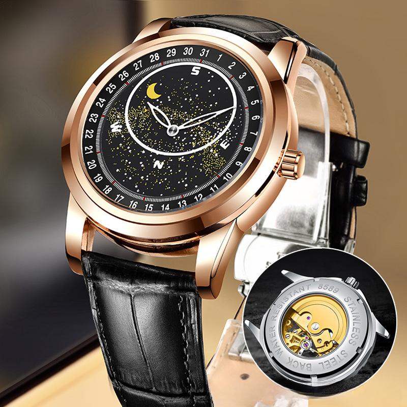 Вращающиеся Звездное небо Полностью автоматические механические часы Мужские часы Мужские водонепроницаемые модные светящиеся часы
Вращающиеся Звездное небо Полностью автоматические механические часы Мужские часы Мужские водонепроницаемые модные светящиеся часы