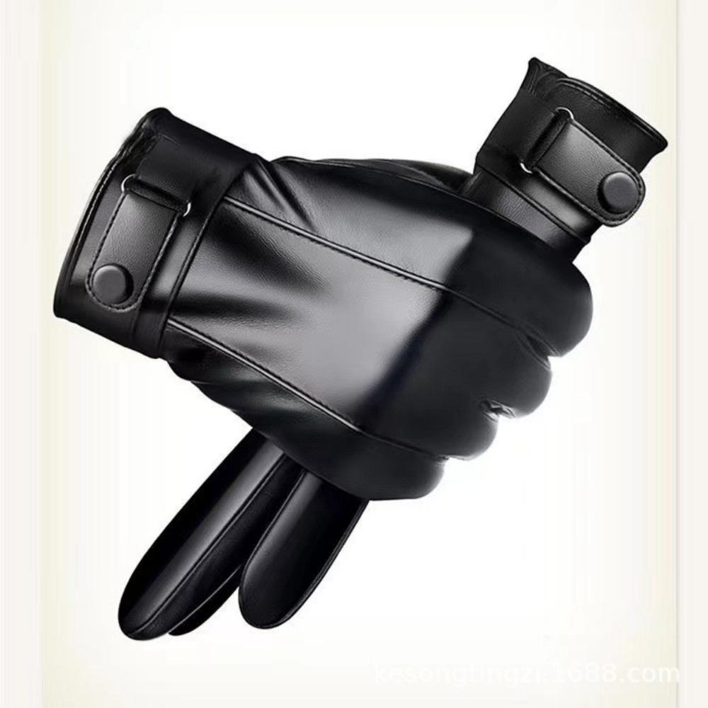 Осенние и зимние мужские кожаные перчатки PU с сенсорным экраном, водонепроницаемые, ветрозащитные и теплые, для взрослых, бархатные, для вождения, с закрытыми пальцами, для езды на открытом воздухе