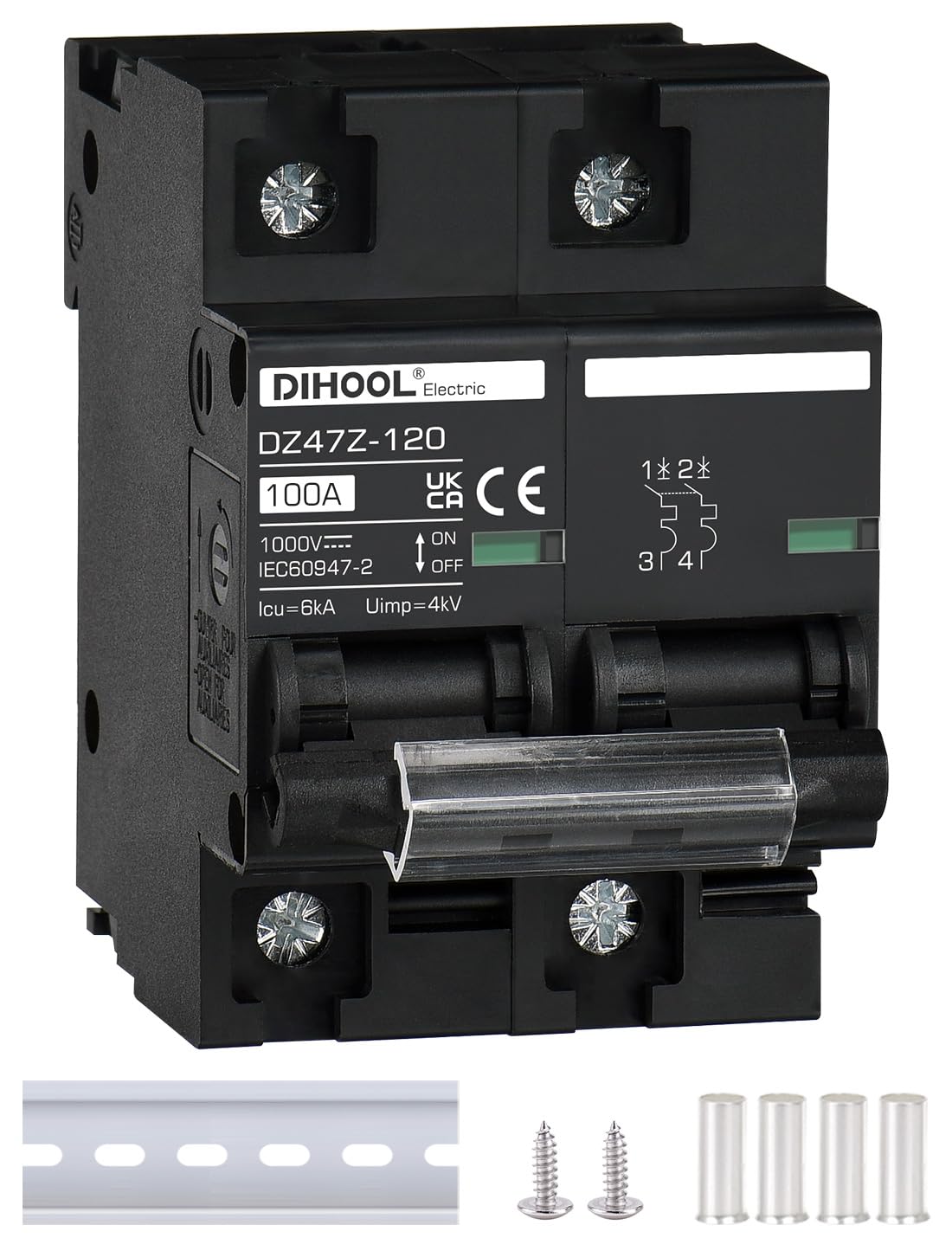 Автоматичний вимикач постійного струму DIHOOL, 2-полюсний DC 12-1000В 100А мініатюрний автоматичний вимикач для контролерів сонячних панелей та сонячних панелей у системах сонячної енергії
Автоматичний вимикач постійного струму DIHOOL, 2-полюсний DC 12-1000В 100А мініатюрний автоматичний вимикач для контролерів сонячних панелей та сонячних панелей у системах сонячної енергії