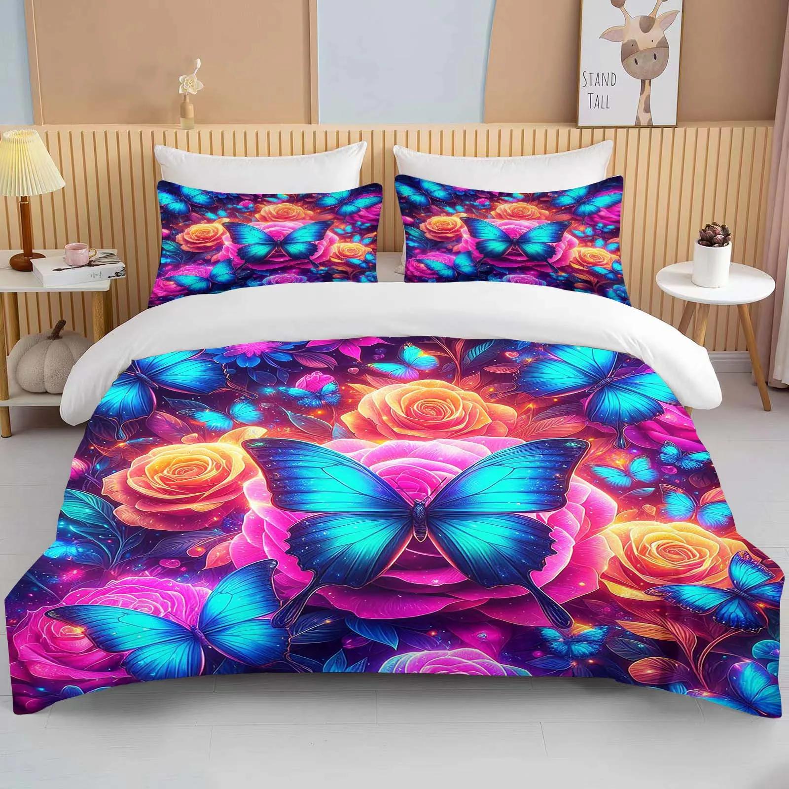 Neon Romantic Butterfly Roses Print Bedding Set Duvet Cover 1 Duvet Cover 2 Pillowcases Adult and Children Bedding Set Luxury AU Double(180x210cm)
Neon Romantic Butterfly Roses Print Bedding Set Duvet Cover 1 Duvet Cover 2 Pillowcases Adult and Children Bedding Set Luxury AU Double(180x210cm)