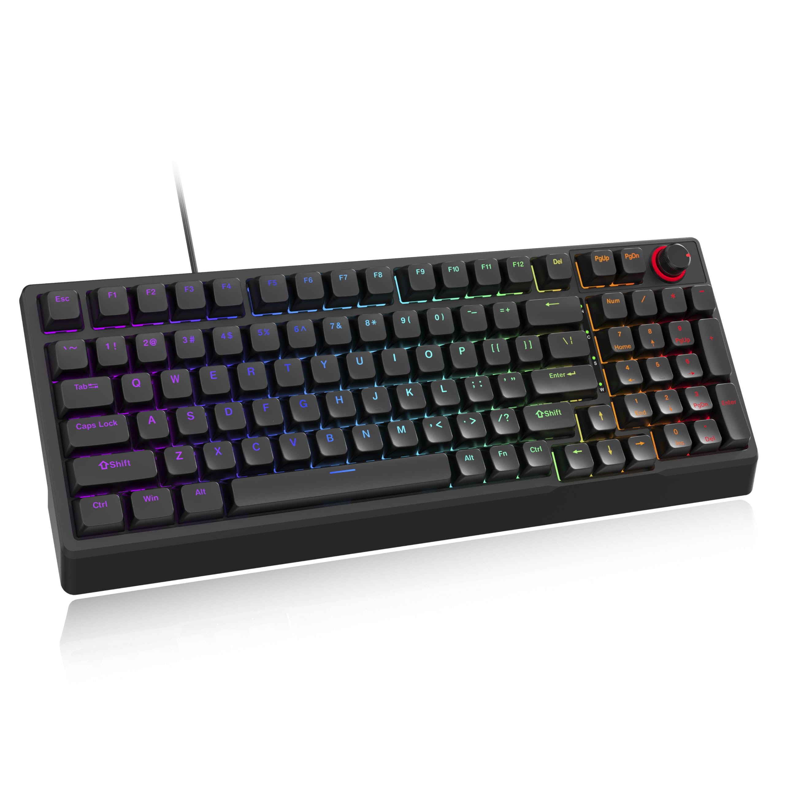 Gaming Keyboard Red Axis 98 Keys Mechanical Gaming Keyboard LED Backlit Word Luminous USB Wired Fast Response with Numeric Keys Volume Adjustment Knob
Gaming Keyboard Red Axis 98 Keys Mechanical Gaming Keyboard LED Backlit Word Luminous USB Wired Fast Response with Numeric Keys Volume Adjustment Knob