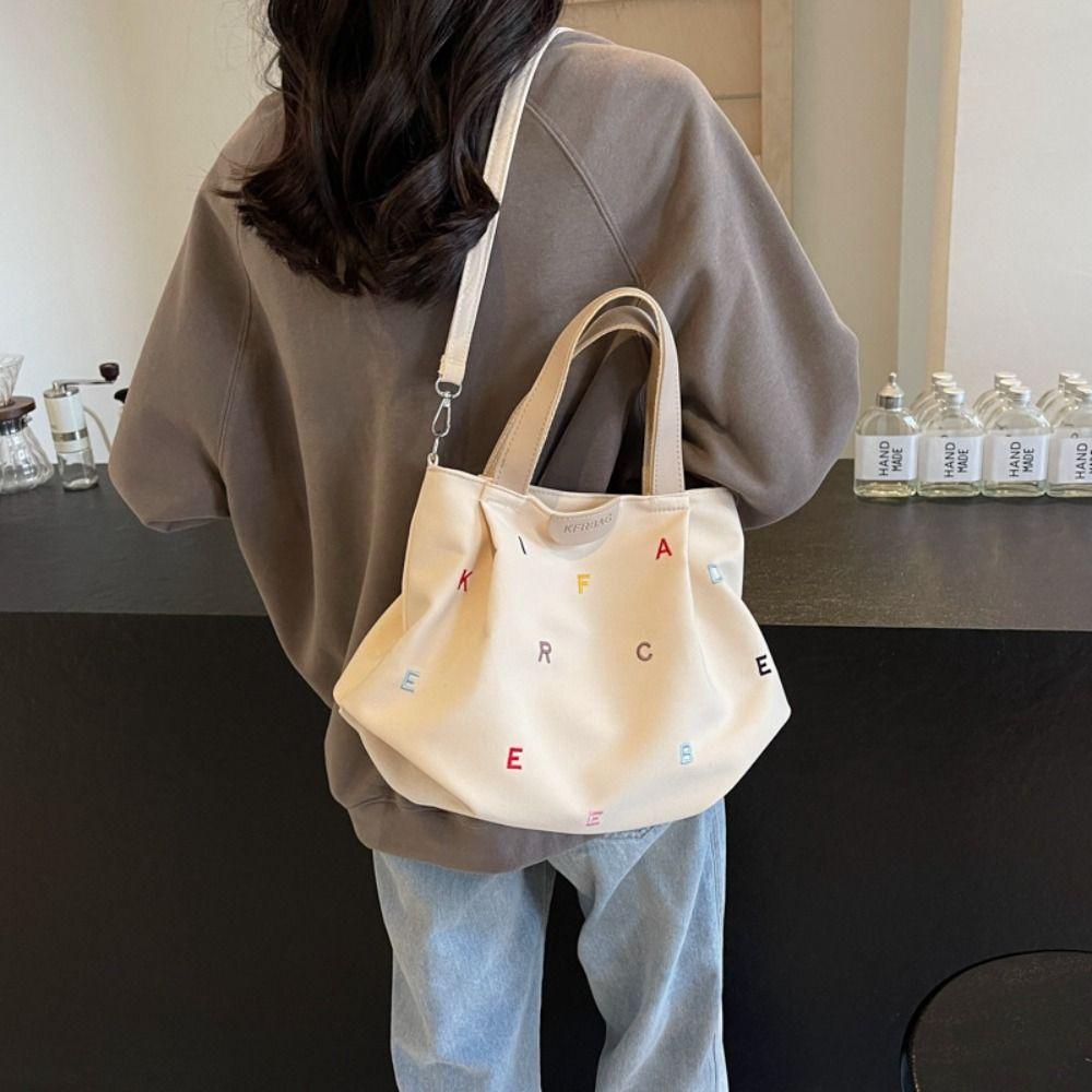 Colorful Canvas Shoulder Bag Korean Style Women Crossbody Bag Letter Embroidery Tote Bag Travel
Colorful Canvas Shoulder Bag Korean Style Women Crossbody Bag Letter Embroidery Tote Bag Travel