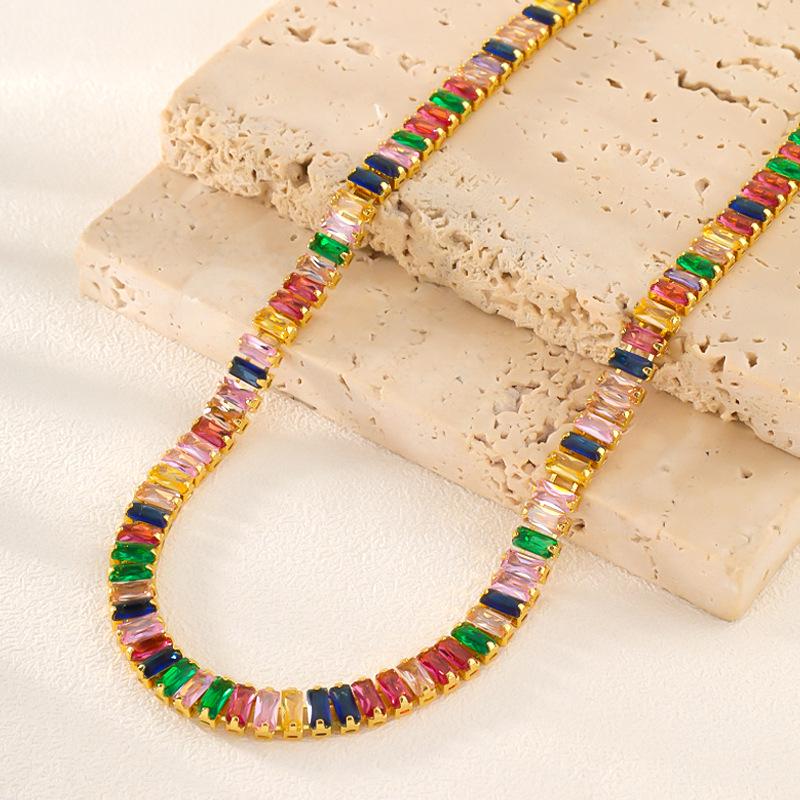 Vintage Colorful Zircon Square Necklace for Women - Elegant and Unique Statement Jewelry
Vintage Colorful Zircon Square Necklace for Women - Elegant and Unique Statement Jewelry