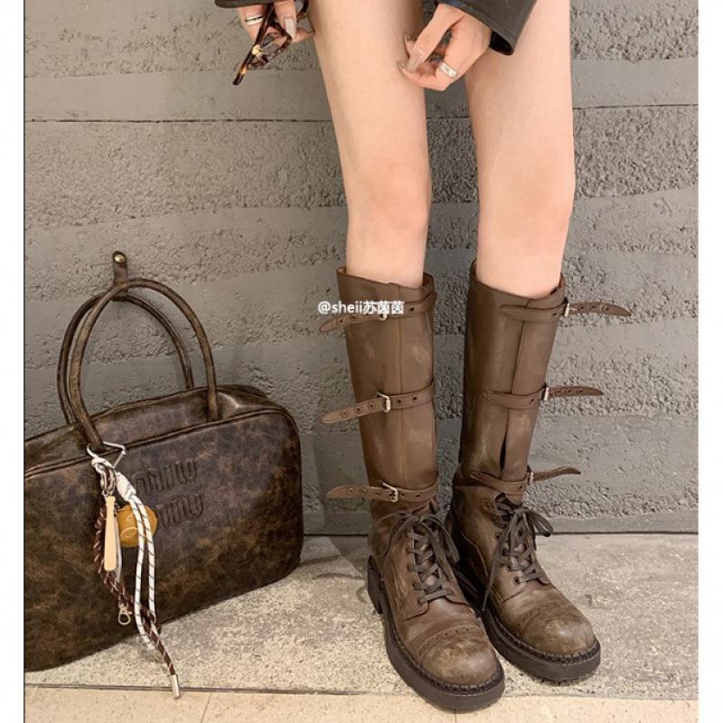 ~ Heavy combat boots straps mid-height knight boots women s Martin boots 40
~ Heavy combat boots straps mid-height knight boots women s Martin boots 40