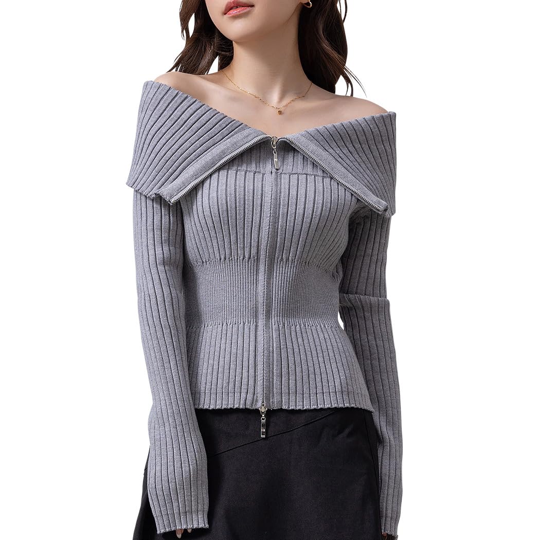 DAYCLOSET Knit Sweater Cardigan with Oversized Collar and tops2153 Women s Off-the-Shoulder Fold-Up Pockets, Lightweight, Spring/Autumn, (JP, серый
DAYCLOSET Knit Sweater Cardigan with Oversized Collar and tops2153 Women s Off-the-Shoulder Fold-Up Pockets, Lightweight, Spring/Autumn, (JP, серый