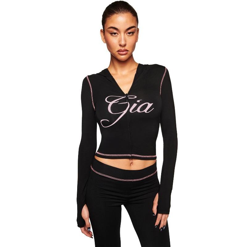 women s Letter Print Zip Up Hooded Crop Top Flared Pants Set Long Sleeve Thumb Hole Two Piece Tracksuit S чёрный
women s Letter Print Zip Up Hooded Crop Top Flared Pants Set Long Sleeve Thumb Hole Two Piece Tracksuit S чёрный