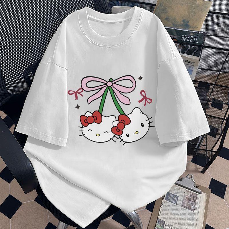 Sanrio Hello Kitty Fashion Cute Cherrys Print Design Short Sleeve TShirt for Girl Summer Cotton Loose and Versatile Casual Tops 4XL
Sanrio Hello Kitty Fashion Cute Cherrys Print Design Short Sleeve TShirt for Girl Summer Cotton Loose and Versatile Casual Tops 4XL