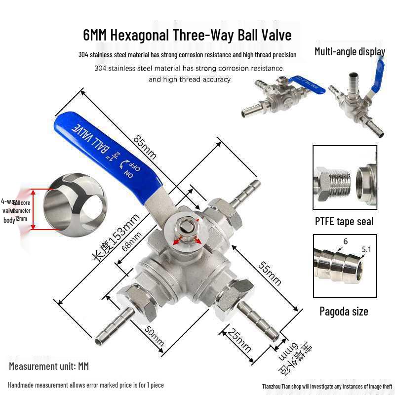 304 Stainless Steel T-Type Pagoda Diverter Ball Valve with Green Nozzle Insert.
304 Stainless Steel T-Type Pagoda Diverter Ball Valve with Green Nozzle Insert.