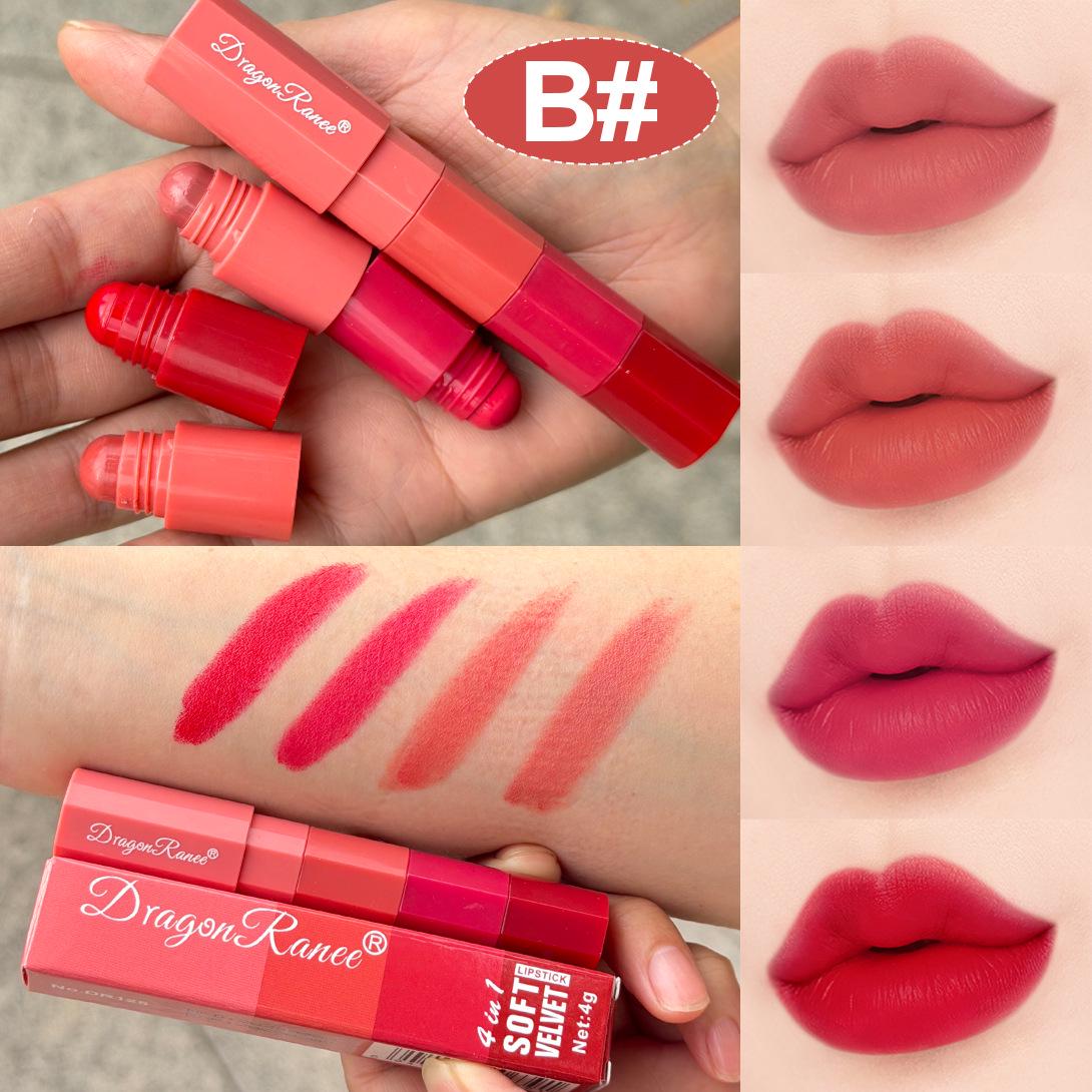 DragonRanee Four-Color Matte Lipstick Set: Multi-functional Mini Lipstick Box
DragonRanee Four-Color Matte Lipstick Set: Multi-functional Mini Lipstick Box