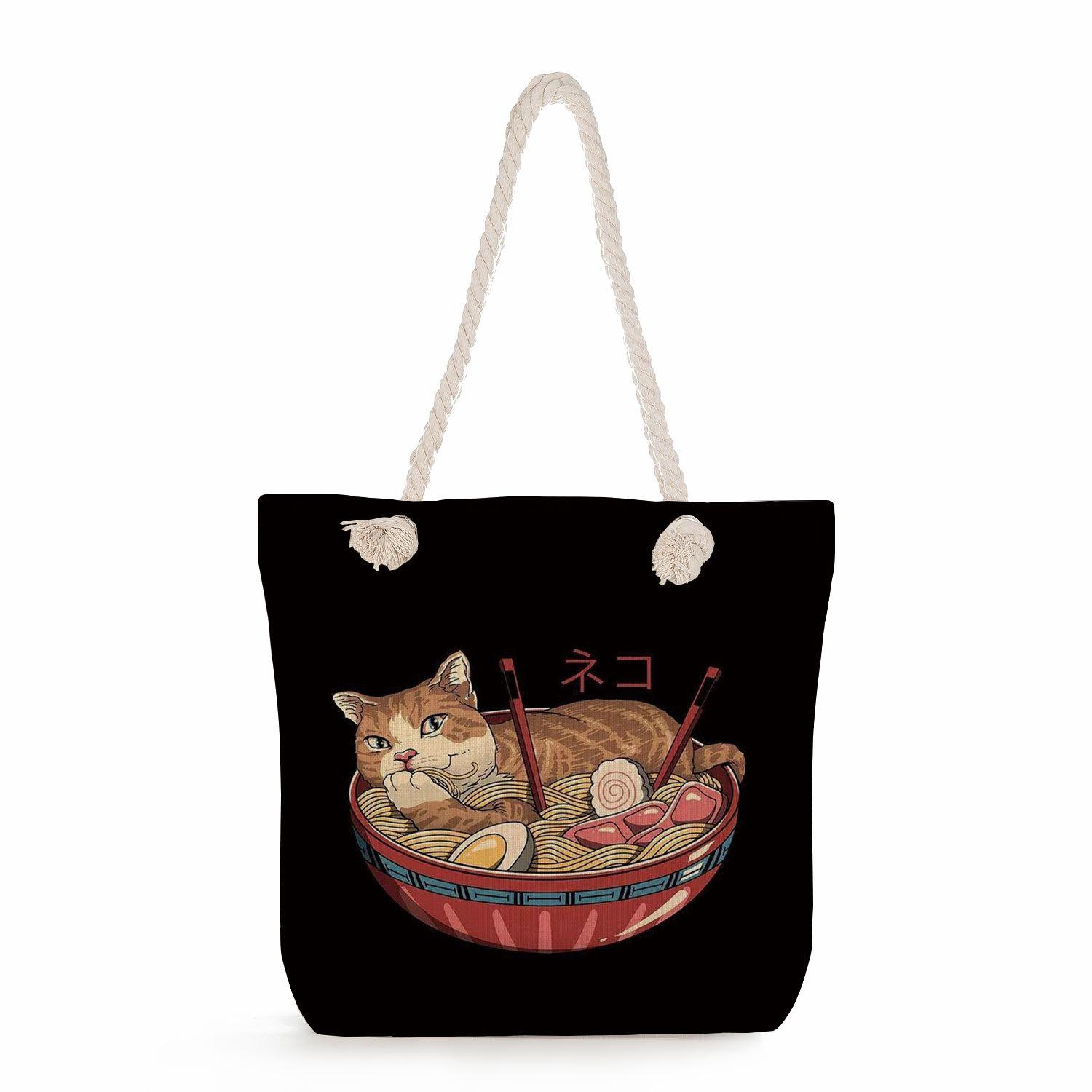 Samurai cat print thick rope single-shoulder beach bag 7235 KTB
Samurai cat print thick rope single-shoulder beach bag 7235 KTB