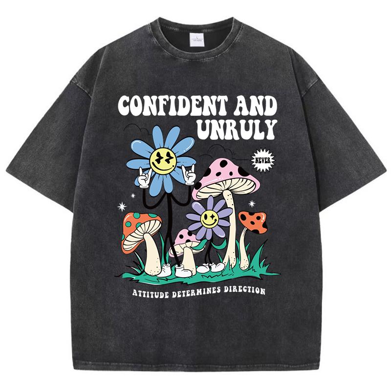 Confident And Unruly Mushroom Flowers Printed Washed T-Shirts Women Summer Cotton T Shirt Comfortable Loose Top Clothes S
Confident And Unruly Mushroom Flowers Printed Washed T-Shirts Women Summer Cotton T Shirt Comfortable Loose Top Clothes S