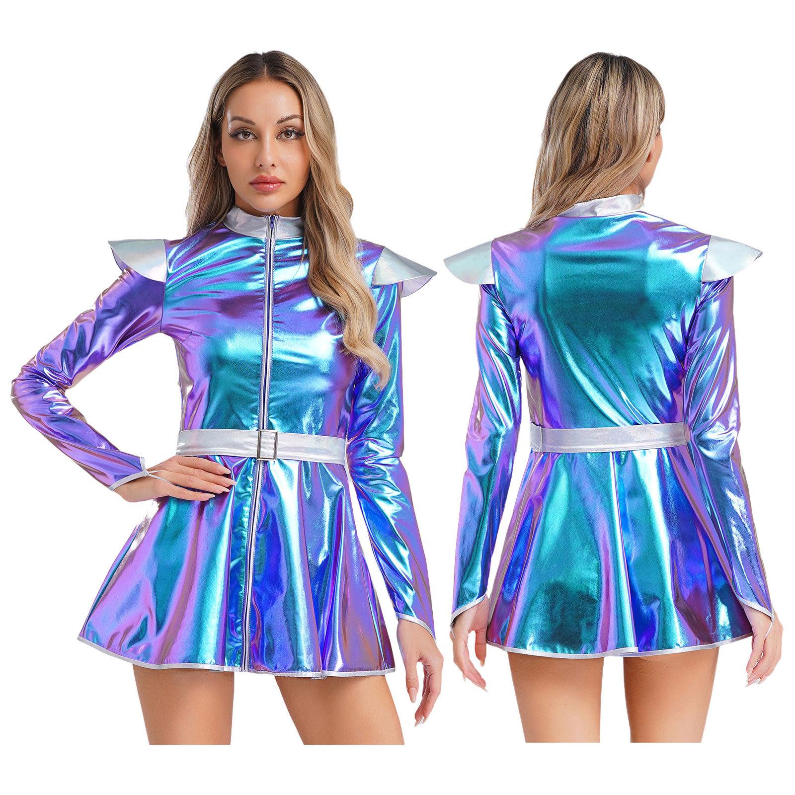 Футуристичний жіночий костюм на Хелловін Блискуча металева сукня прибульця з поясом Роботичний костюм для вечірки синій
Футуристичний жіночий костюм на Хелловін Блискуча металева сукня прибульця з поясом Роботичний костюм для вечірки синій