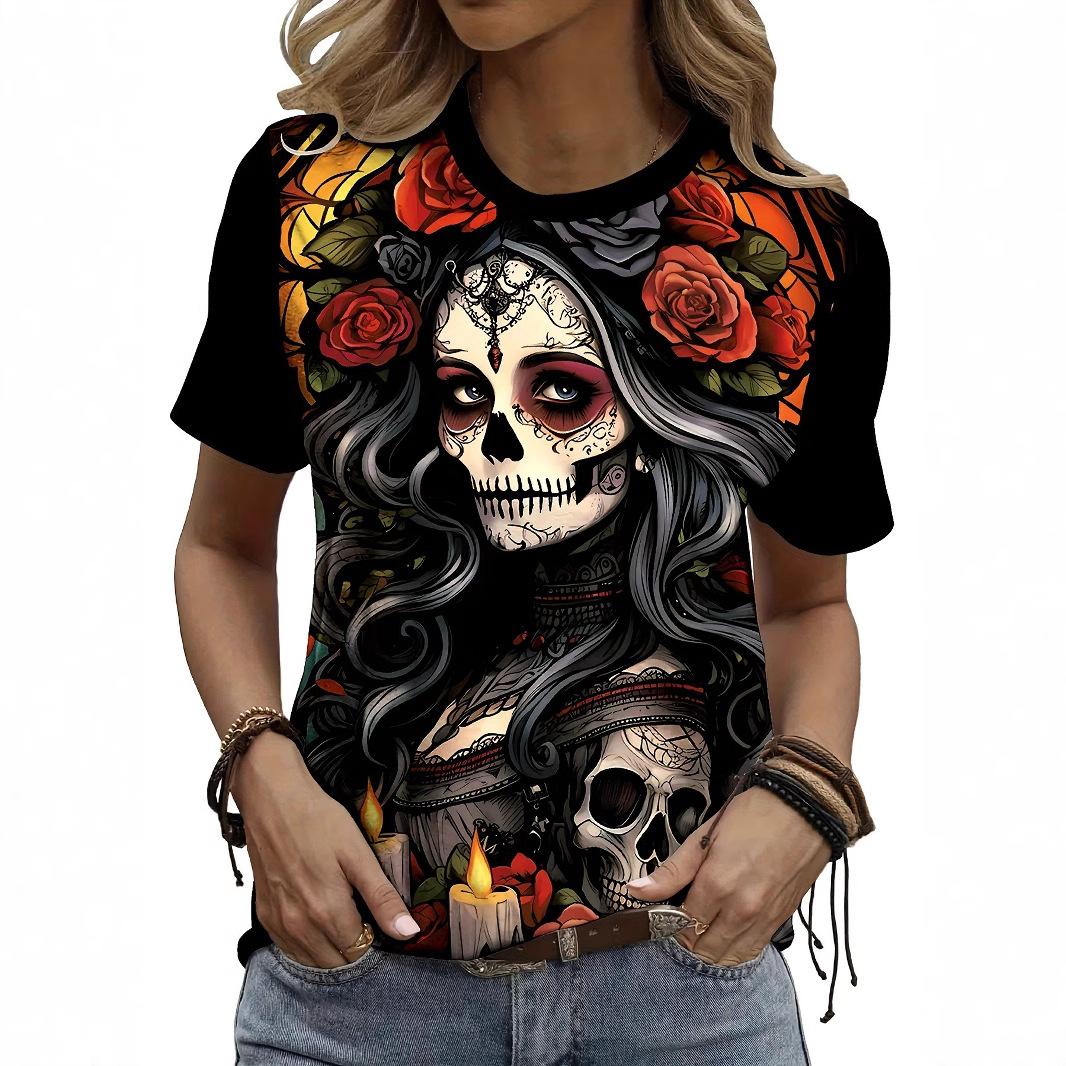 Summer Round Neck 3D Kull Print Top Fashionable Casual Short Sleeved Women s T-shirts S
Summer Round Neck 3D Kull Print Top Fashionable Casual Short Sleeved Women s T-shirts S