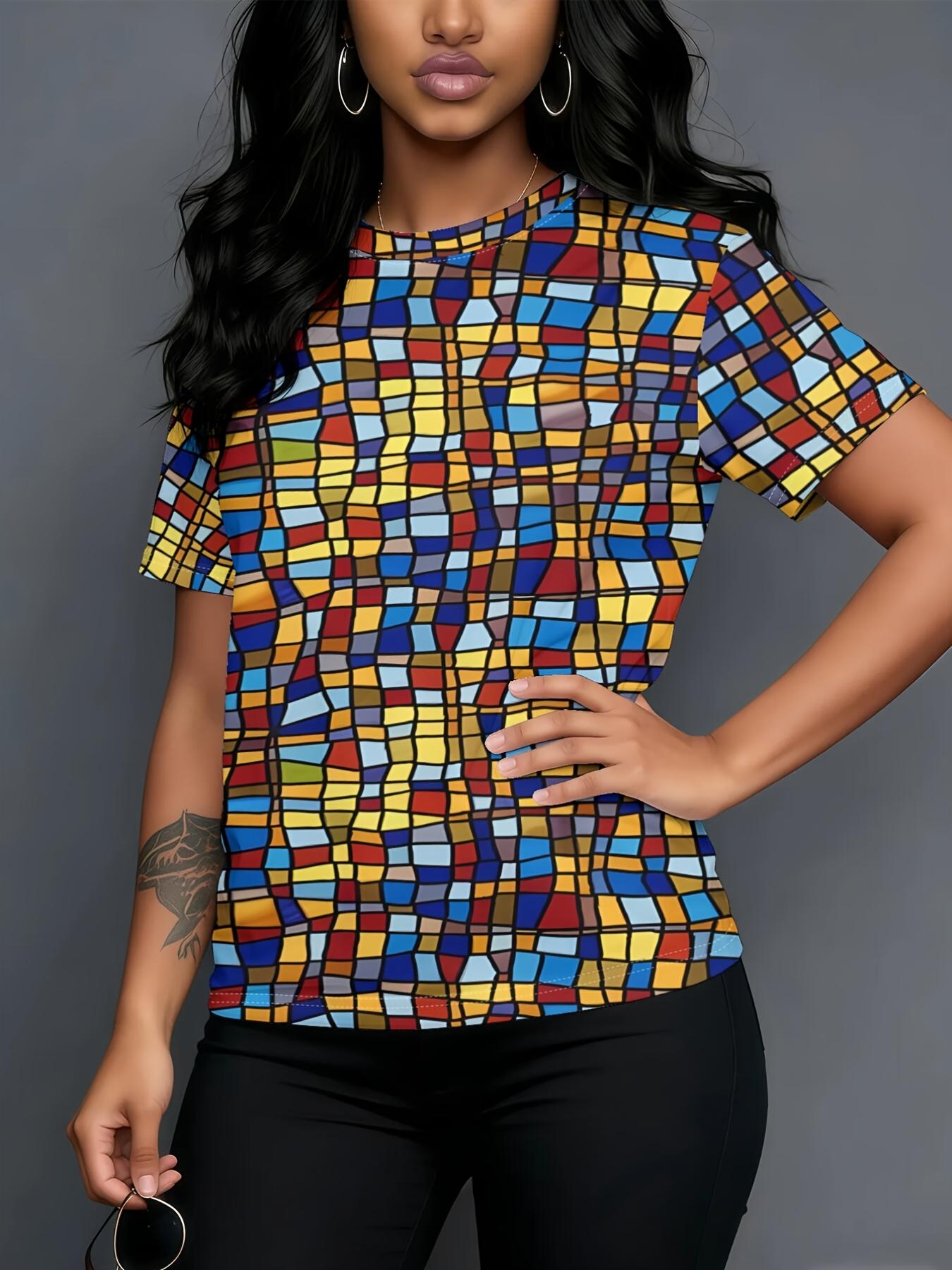 Mosaic Tiles New SpringSummer Trendy Digital Print Casual Crew Neck T-Shirt Features a Fashionable Crew Neck And Short Sleeve Design. Paired with an S дубильная кора
Mosaic Tiles New SpringSummer Trendy Digital Print Casual Crew Neck T-Shirt Features a Fashionable Crew Neck And Short Sleeve Design. Paired with an S дубильная кора