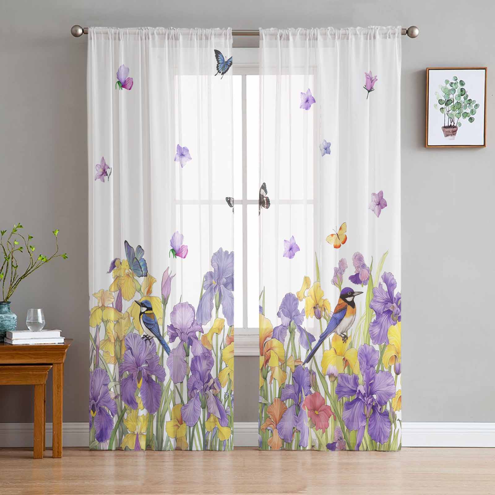 Spring Iris Watercolor Butterfly Sheer Curtains for Living Room Decoration Window Curtains Kitchen Tulle Voile Organza Curtains (As shown-3533)-W135 x H115cm x1
Spring Iris Watercolor Butterfly Sheer Curtains for Living Room Decoration Window Curtains Kitchen Tulle Voile Organza Curtains (As shown-3533)-W135 x H115cm x1