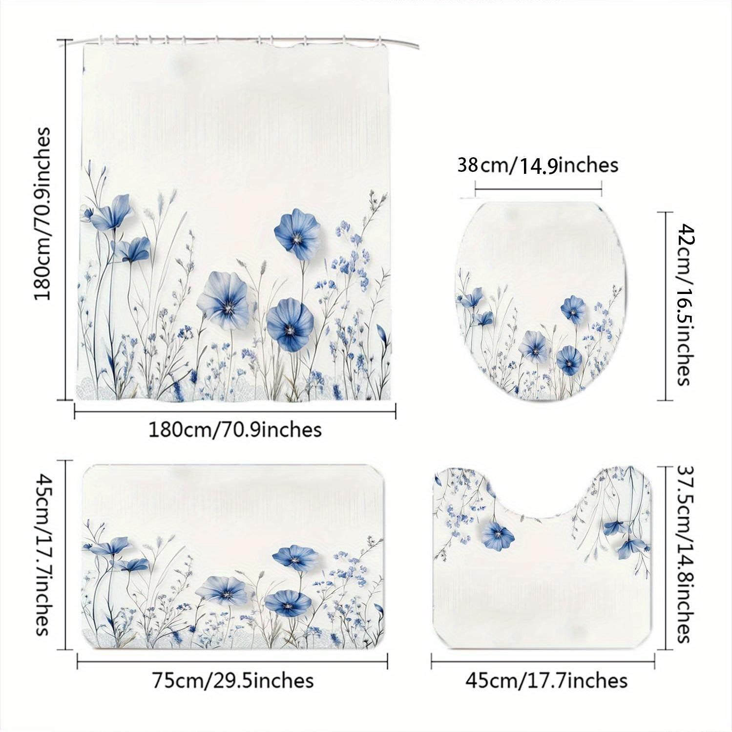 4-Pack Blue Floral Plant Pattern Shower Curtains With Hooks, Bathroom Divider Curtains, Home Decor, Machine Washable W60H190(CM)-1 Pcs
4-Pack Blue Floral Plant Pattern Shower Curtains With Hooks, Bathroom Divider Curtains, Home Decor, Machine Washable W60H190(CM)-1 Pcs