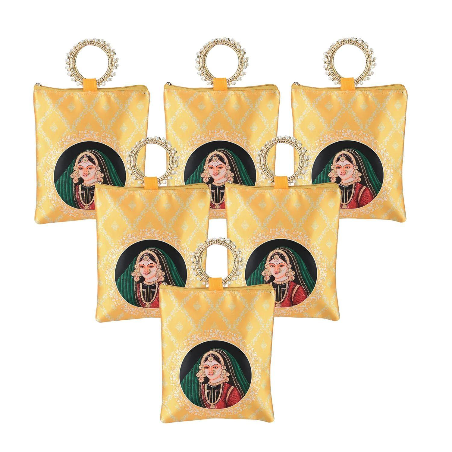 6 Pcs Silk Small Hand Bags for Women Stylish with Zip & Handle | Traditional Handheld Bags for Women | Ethnic Ladies Purse Handbag for Return Gifts
6 Pcs Silk Small Hand Bags for Women Stylish with Zip & Handle | Traditional Handheld Bags for Women | Ethnic Ladies Purse Handbag for Return Gifts