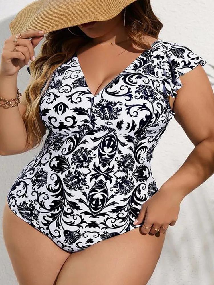 2025 з принтом великих розмірів. Жіночі купальники з короткими рукавами, великий, цільний купальник. 3XL чорний
2025 з принтом великих розмірів. Жіночі купальники з короткими рукавами, великий, цільний купальник. 3XL чорний