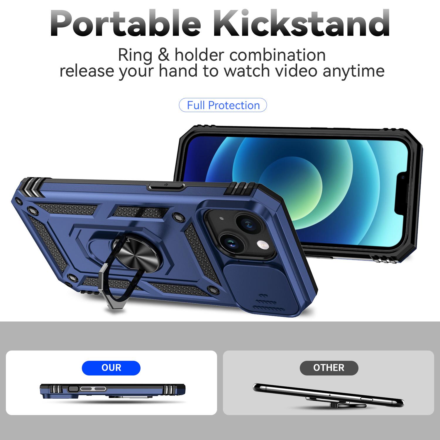 Phone Case for iPhone 15 Slide Camera Protector Metal Ring Kickstand Anti-scratch PC+TPU Cover Blue
Phone Case for iPhone 15 Slide Camera Protector Metal Ring Kickstand Anti-scratch PC+TPU Cover Blue