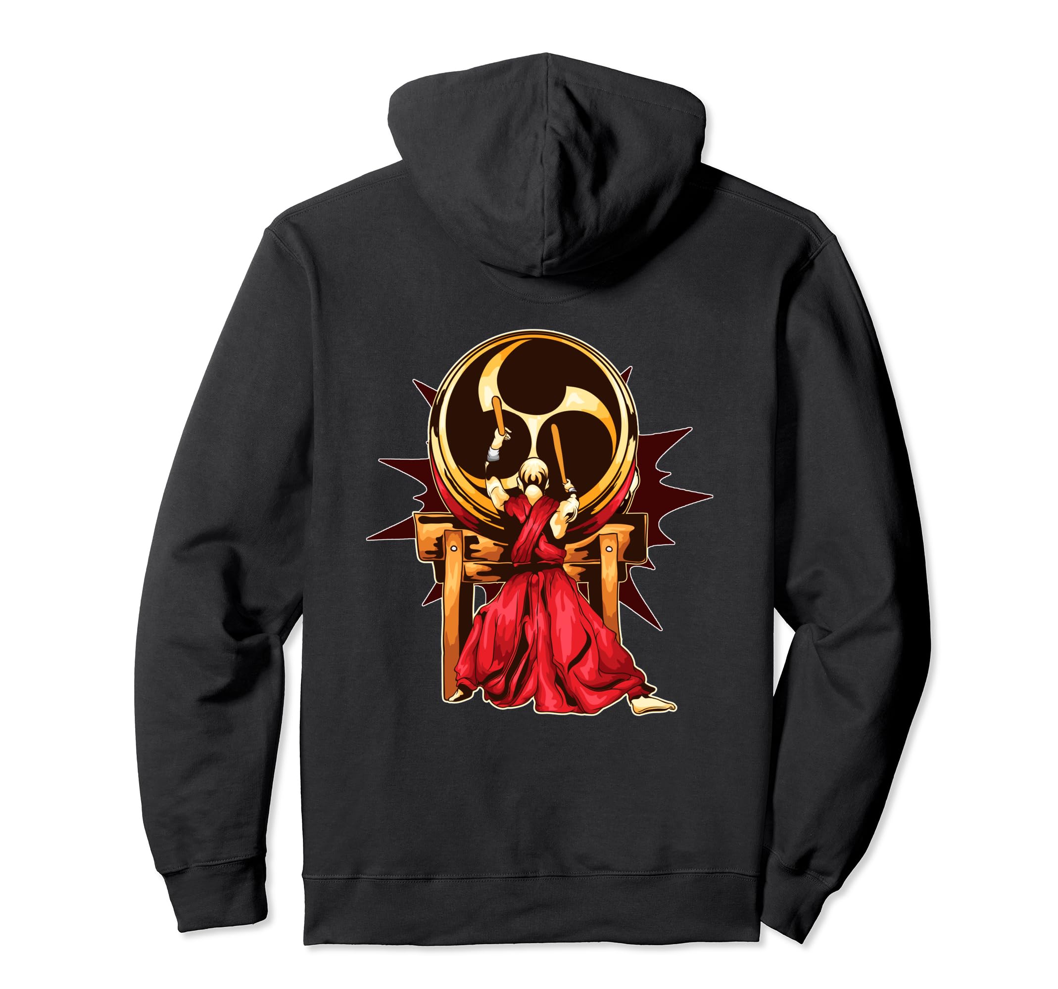 Hoodie with a large drum design on the back
Hoodie with a large drum design on the back
