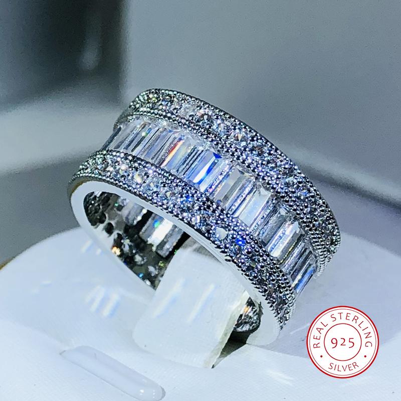 Simple Elegant 925 Sterling Silver Dazzling Rectangle CZ Zircon Crystal Ring Promise Wedding Engagement Rings for Women 6 белый
Simple Elegant 925 Sterling Silver Dazzling Rectangle CZ Zircon Crystal Ring Promise Wedding Engagement Rings for Women 6 белый