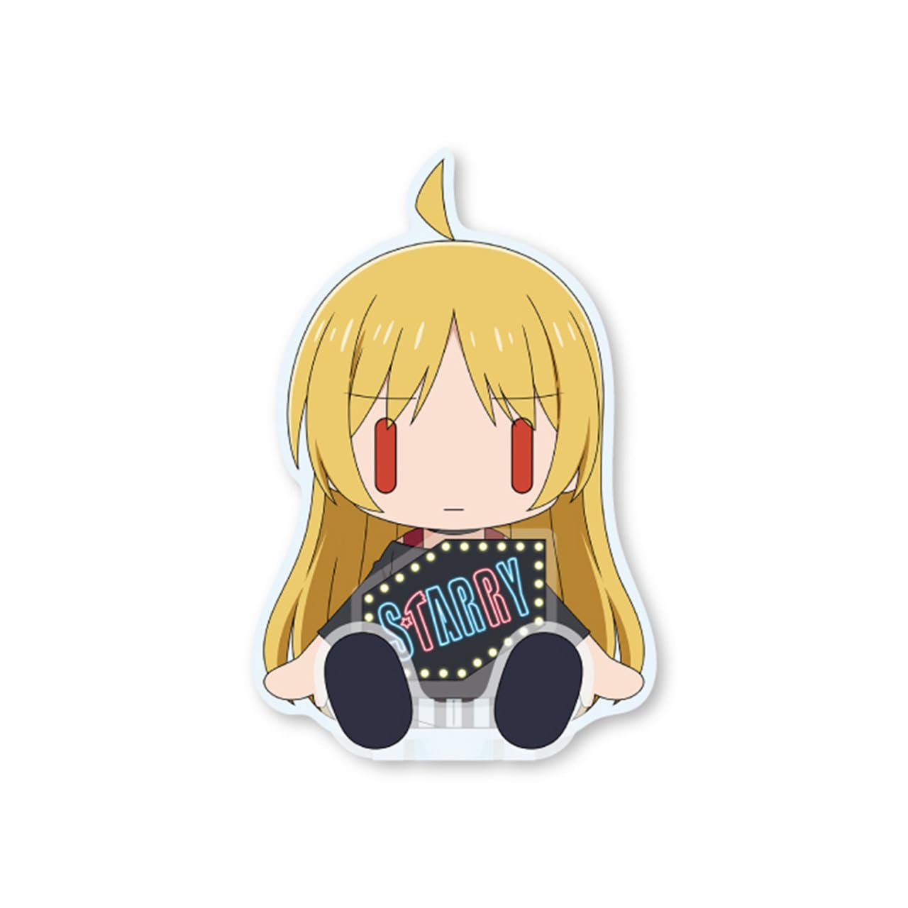 Seated mascot from the anime the Ijichi Seika Bocchi Rock!
Seated mascot from the anime the Ijichi Seika Bocchi Rock!