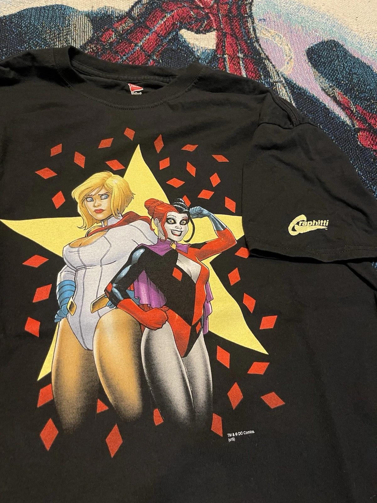 Vintage Y2K Harley Quinn Powergirl DC Comics Graphitti Designs Shirt Men s L L
Vintage Y2K Harley Quinn Powergirl DC Comics Graphitti Designs Shirt Men s L L