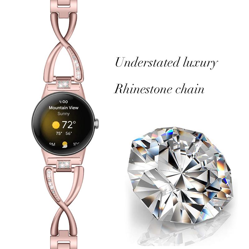 For Google Pixel Watch 3 41mm/Watch 2/Pixel Watch Metal Watch Band Rhinestone Decor Replacement Strap Wrist Band Rose Pink
For Google Pixel Watch 3 41mm/Watch 2/Pixel Watch Metal Watch Band Rhinestone Decor Replacement Strap Wrist Band Rose Pink