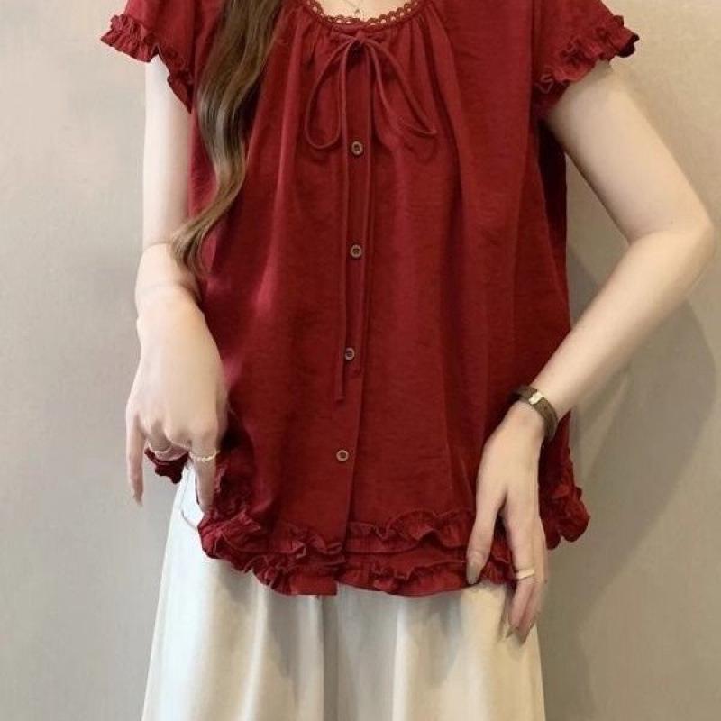 Plus Size Flutter Sleeve Red Doll Top for Women - Summer 2026 Short Sleeve with Ruffled Hem XL (115-130) червоний
Plus Size Flutter Sleeve Red Doll Top for Women - Summer 2026 Short Sleeve with Ruffled Hem XL (115-130) червоний