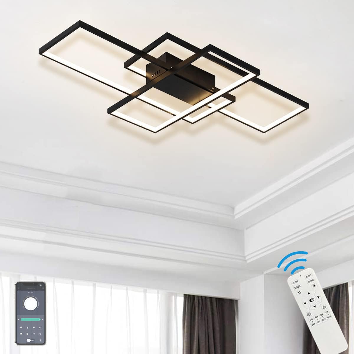 STARIY Stylish Nordic-Style Ceiling Light with Stepless Dimming and Color Adjustment, APP Remote Control, Night Light Mode, Timing Function,
STARIY Stylish Nordic-Style Ceiling Light with Stepless Dimming and Color Adjustment, APP Remote Control, Night Light Mode, Timing Function,