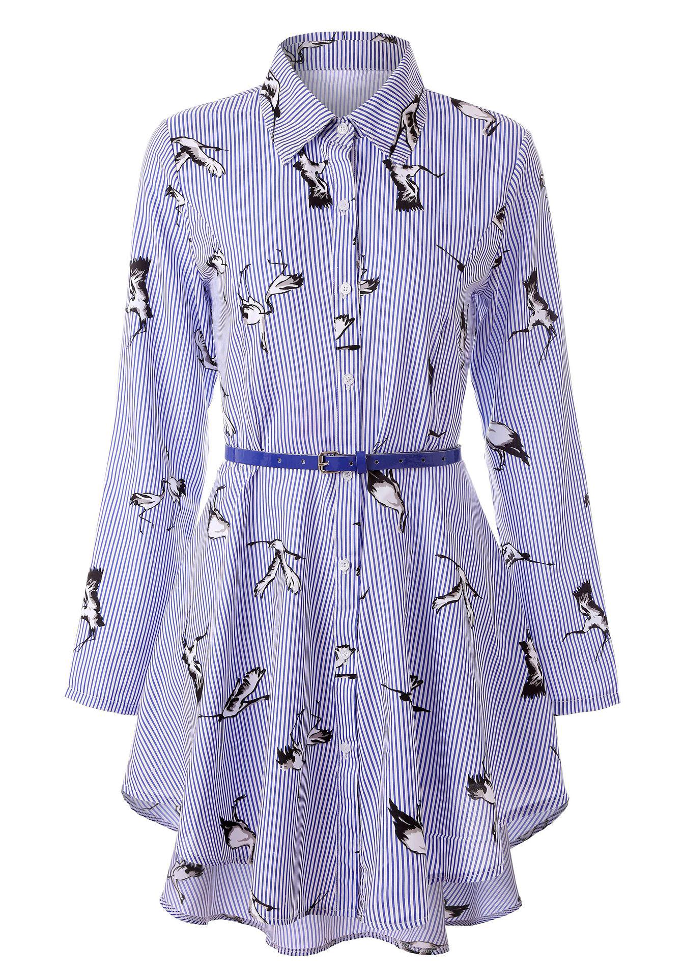 European & American Women s Long Sleeve Striped Shirt Dress with Belt - Elegant & Stylish Large
European & American Women s Long Sleeve Striped Shirt Dress with Belt - Elegant & Stylish Large
