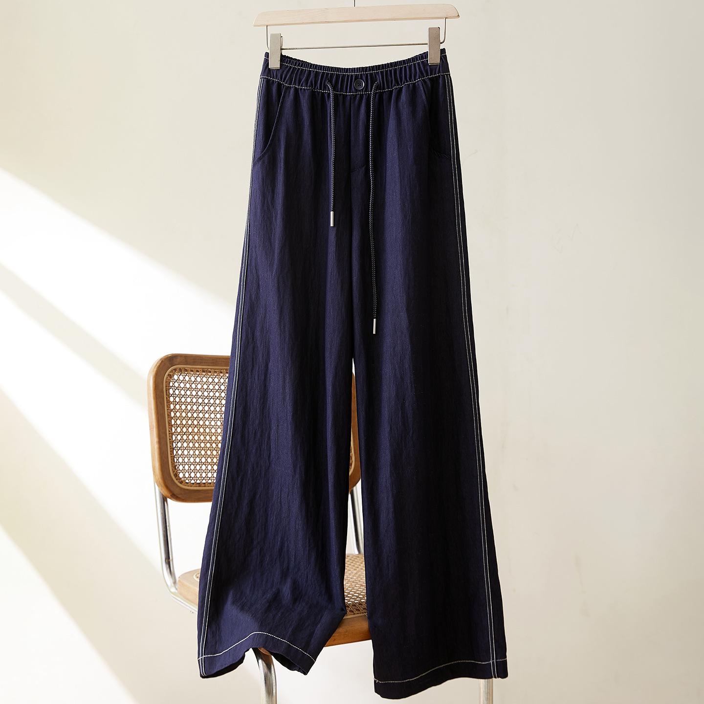 Denim Blue Pants for Women s Summer New Thin Straight-leg Casual Pants Elastic Waist Loose Wide-leg Pants M
Denim Blue Pants for Women s Summer New Thin Straight-leg Casual Pants Elastic Waist Loose Wide-leg Pants M