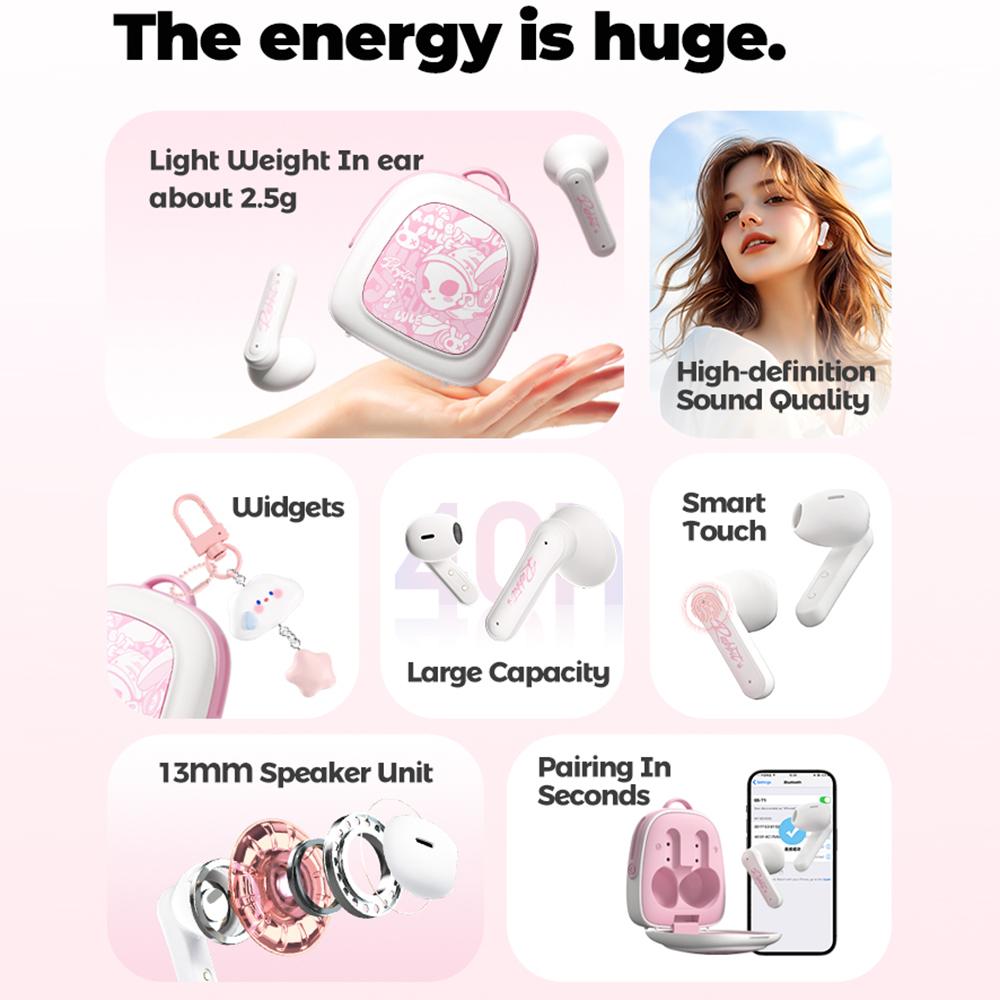 GS-T1 TWS Bluetooth-compatible 5.4 Earphones Creative Backpack Charging Box Wireless Music Headset Pink
GS-T1 TWS Bluetooth-compatible 5.4 Earphones Creative Backpack Charging Box Wireless Music Headset Pink