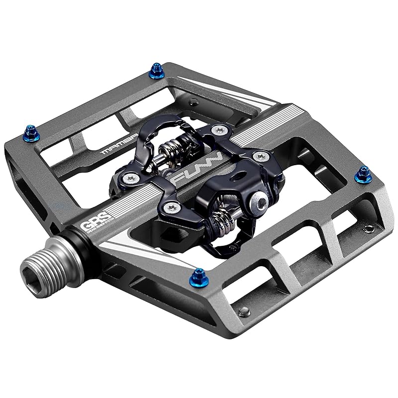 Funn Mamba clipless pedal Set, spring mechanism, double-sided cleat, SPD compatible, binding pedal, applicable to mountain bikes (MTB) (gray)
Funn Mamba clipless pedal Set, spring mechanism, double-sided cleat, SPD compatible, binding pedal, applicable to mountain bikes (MTB) (gray)