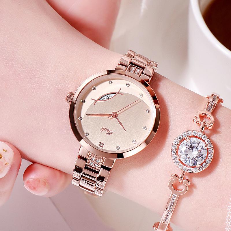 Simple Casual Ladies Watch Elegant Temperament Calendar Waterproof Quartz Watch рожевий колір золота
Simple Casual Ladies Watch Elegant Temperament Calendar Waterproof Quartz Watch рожевий колір золота