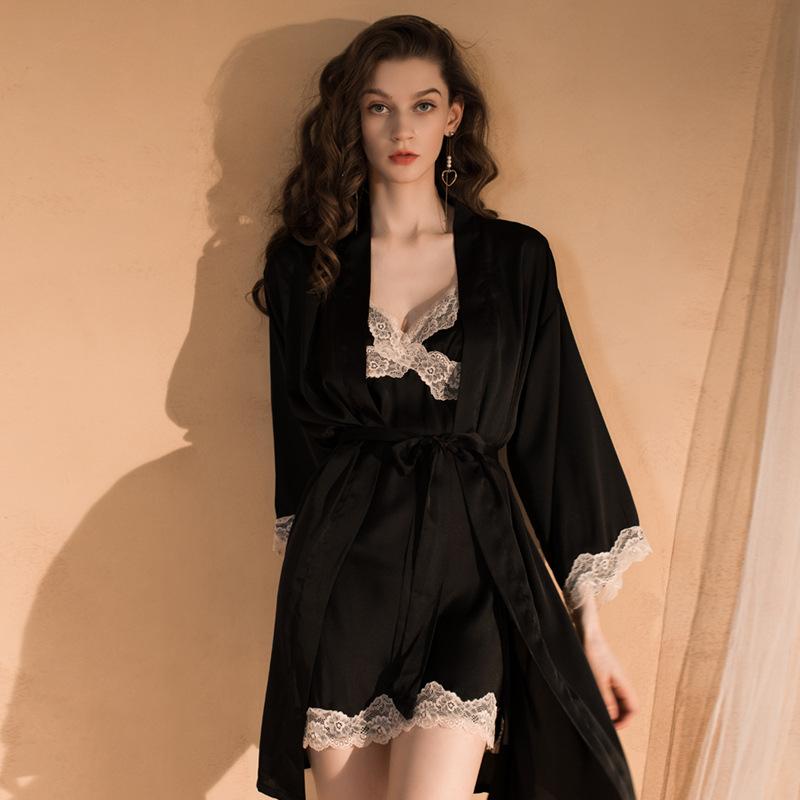 Women’s Sexy Camisole Nightgown and Robe Set Spring Summer Lightweight Lingerie Sleepwear Two-Piece Loungewear XL чорний
Women’s Sexy Camisole Nightgown and Robe Set Spring Summer Lightweight Lingerie Sleepwear Two-Piece Loungewear XL чорний