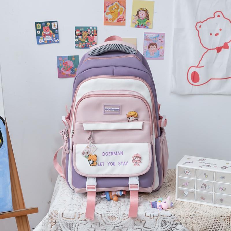 Color Blocked Letter Print Student Backpack With Pendant And Badge For School And Daily Use темно-фіолетовий колір
Color Blocked Letter Print Student Backpack With Pendant And Badge For School And Daily Use темно-фіолетовий колір
