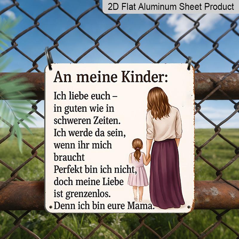 2D Flat, 1pc German Mother s Love & Family Quote Metal Wall Sign - Vintage German Text Plaque with English Translation, Bilingual Room Decor 20*20cm
2D Flat, 1pc German Mother s Love & Family Quote Metal Wall Sign - Vintage German Text Plaque with English Translation, Bilingual Room Decor 20*20cm