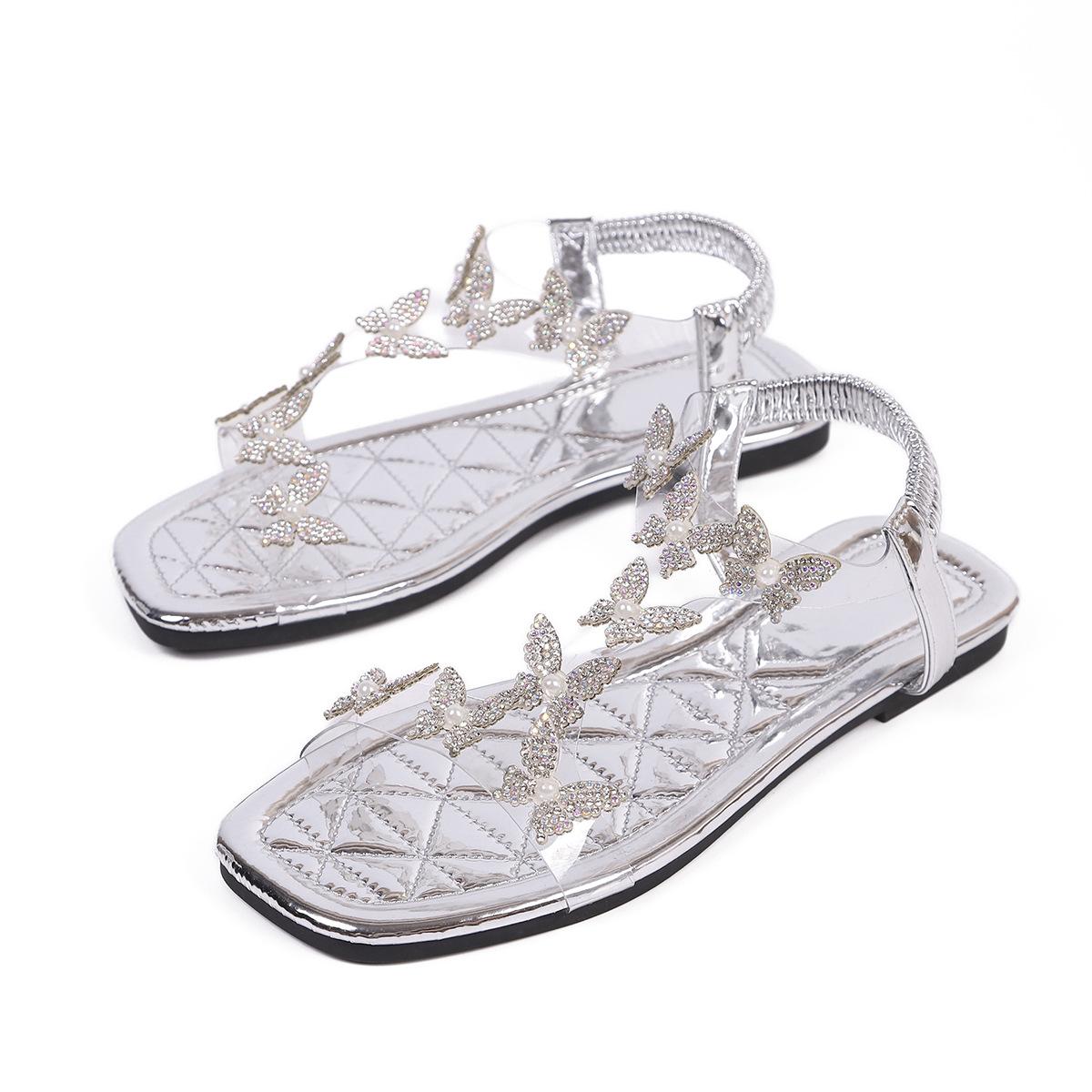 women s fashionable butterfly sandals exquisite fairy style shoes Rhinestones Popular low heel Female outdoor comfy footwear 43 срібний
women s fashionable butterfly sandals exquisite fairy style shoes Rhinestones Popular low heel Female outdoor comfy footwear 43 срібний