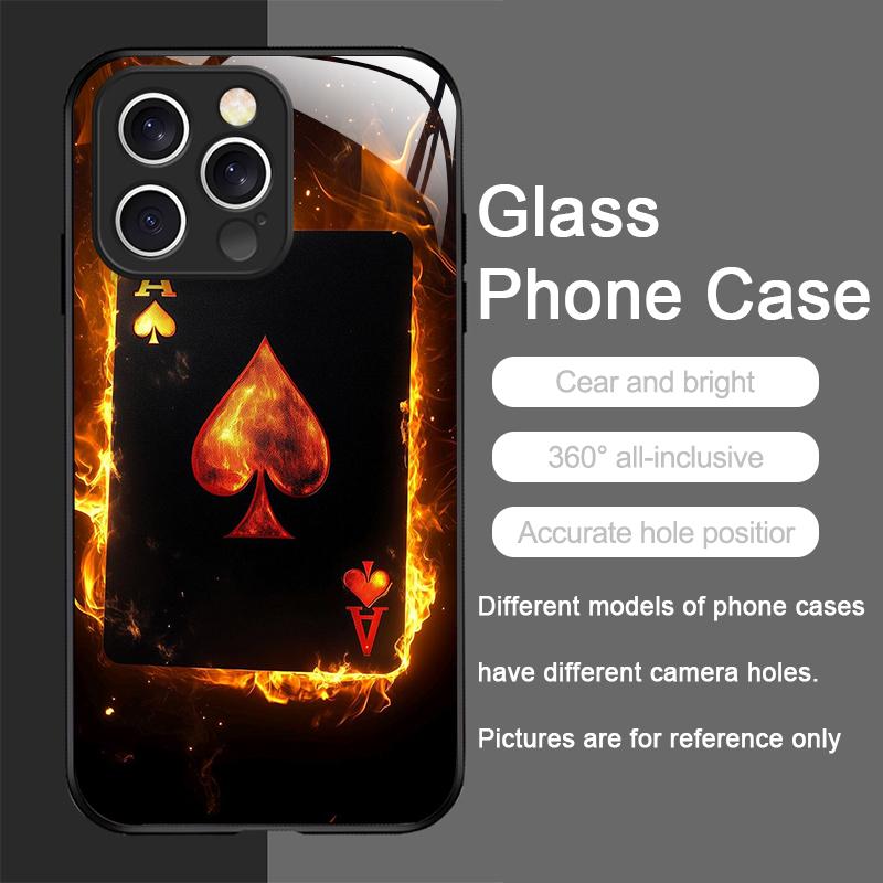 Creative Flame Ace of Spades Pattern Tempered Glass Phone Case for IPhone 16 Pro Max 16e 15 14 13 12 Mini 11 XS XR 7 8Plus Cover iPhone 12 Pro
Creative Flame Ace of Spades Pattern Tempered Glass Phone Case for IPhone 16 Pro Max 16e 15 14 13 12 Mini 11 XS XR 7 8Plus Cover iPhone 12 Pro