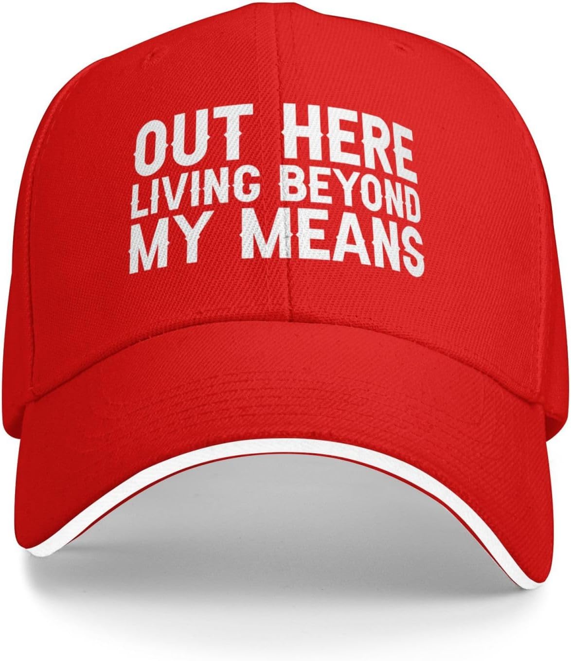 Out Here Living Beyond My Means Baseball Cap Polyester Adjustable Snapback Outdoor Hat for Adults One Size
Out Here Living Beyond My Means Baseball Cap Polyester Adjustable Snapback Outdoor Hat for Adults One Size