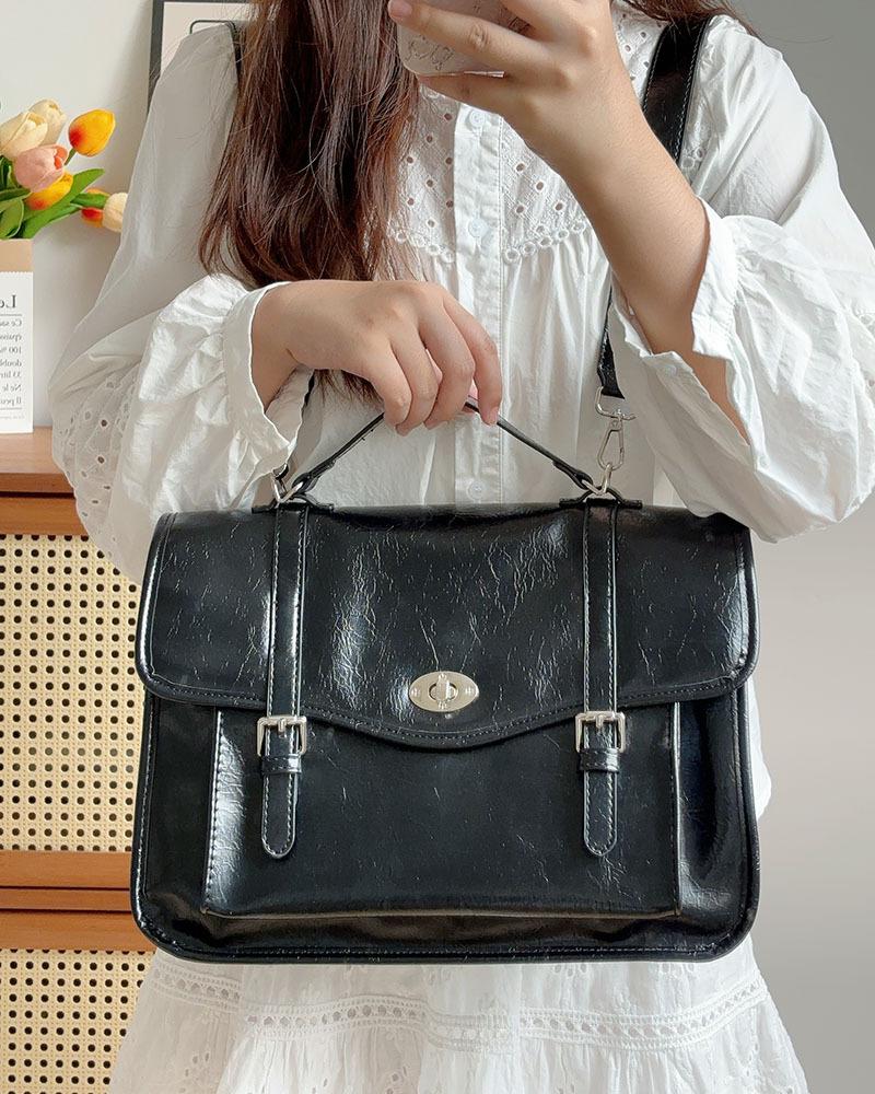 Сумка-мессенджер в студенческом стиле 2024 года, новая сумка из масляно-вощеной кожи, классный портфель, рюкзак через плечо на одно плечо чёрный