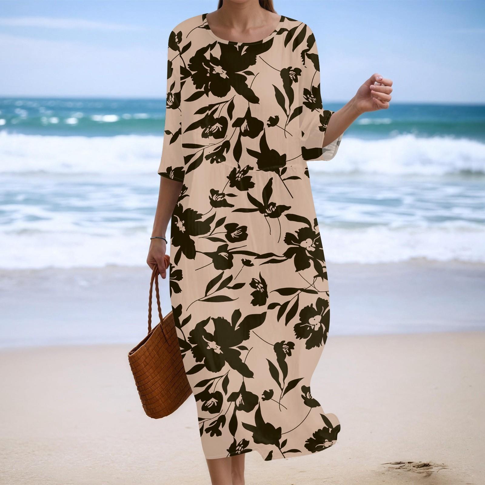 Женское модное платье свободного кроя с принтом, круглым вырезом и рукавом три четверти XXL хаки
Женское модное платье свободного кроя с принтом, круглым вырезом и рукавом три четверти XXL хаки