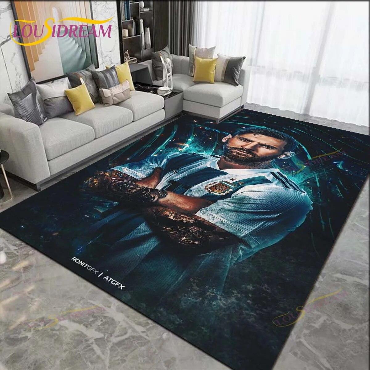 Soccer Superstar Messi Rugs Fashion Boys Bedroom Decorative Floor Mat Carpet for Living Room Bedroom Gift Home Decoration
Soccer Superstar Messi Rugs Fashion Boys Bedroom Decorative Floor Mat Carpet for Living Room Bedroom Gift Home Decoration