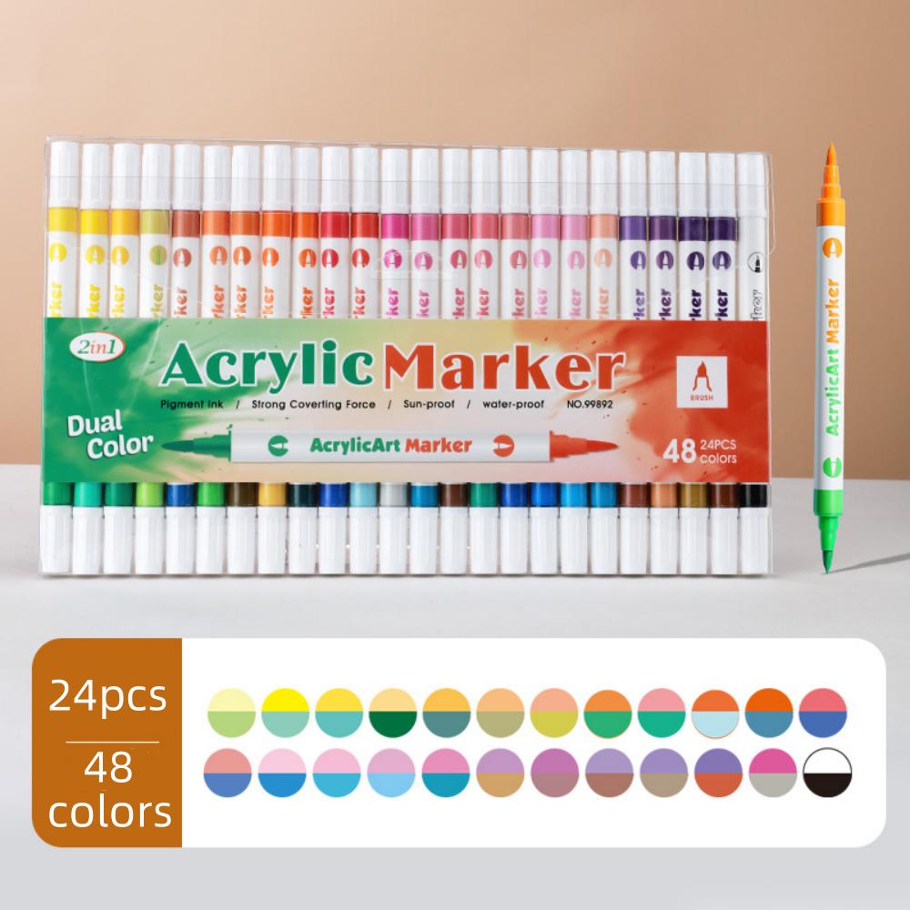 Waterproof Double-ended Two-color Acrylic Marker Water-based Ink for Students Art Painting,Coloring,Stacked Colors Art Supplies
Waterproof Double-ended Two-color Acrylic Marker Water-based Ink for Students Art Painting,Coloring,Stacked Colors Art Supplies