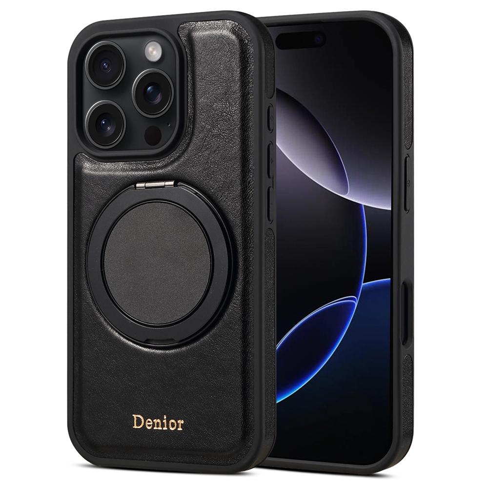 DENIOR For iPhone 16 Pro Max Case Rotating Magnetic Kickstand Genuine Cow Leather Phone Back Cover Black
DENIOR For iPhone 16 Pro Max Case Rotating Magnetic Kickstand Genuine Cow Leather Phone Back Cover Black