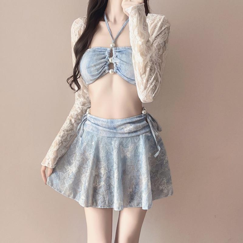 Monet Mist Blue Long Sleeve Lace Bikini: Slimming Two-Piece Swimsuit, Tummy-Covering, High-End Feel, Ideal for Hot Springs. One Size (for 80-120 jin)
Monet Mist Blue Long Sleeve Lace Bikini: Slimming Two-Piece Swimsuit, Tummy-Covering, High-End Feel, Ideal for Hot Springs. One Size (for 80-120 jin)