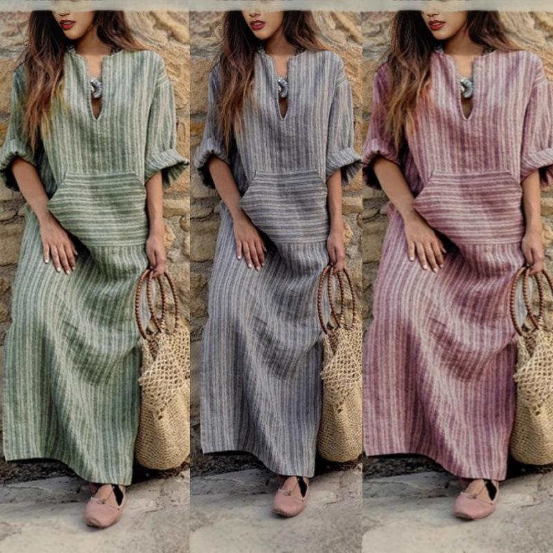 Plenty, new cotton and linen dyed striped loose dress 5XL
Plenty, new cotton and linen dyed striped loose dress 5XL